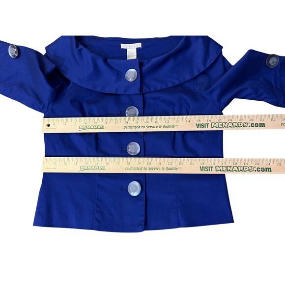 Tweeds Jacket Womens S Blue Button Front 3/4 Sleeve Lined Cotton Blend Used - Picture 11 of 14